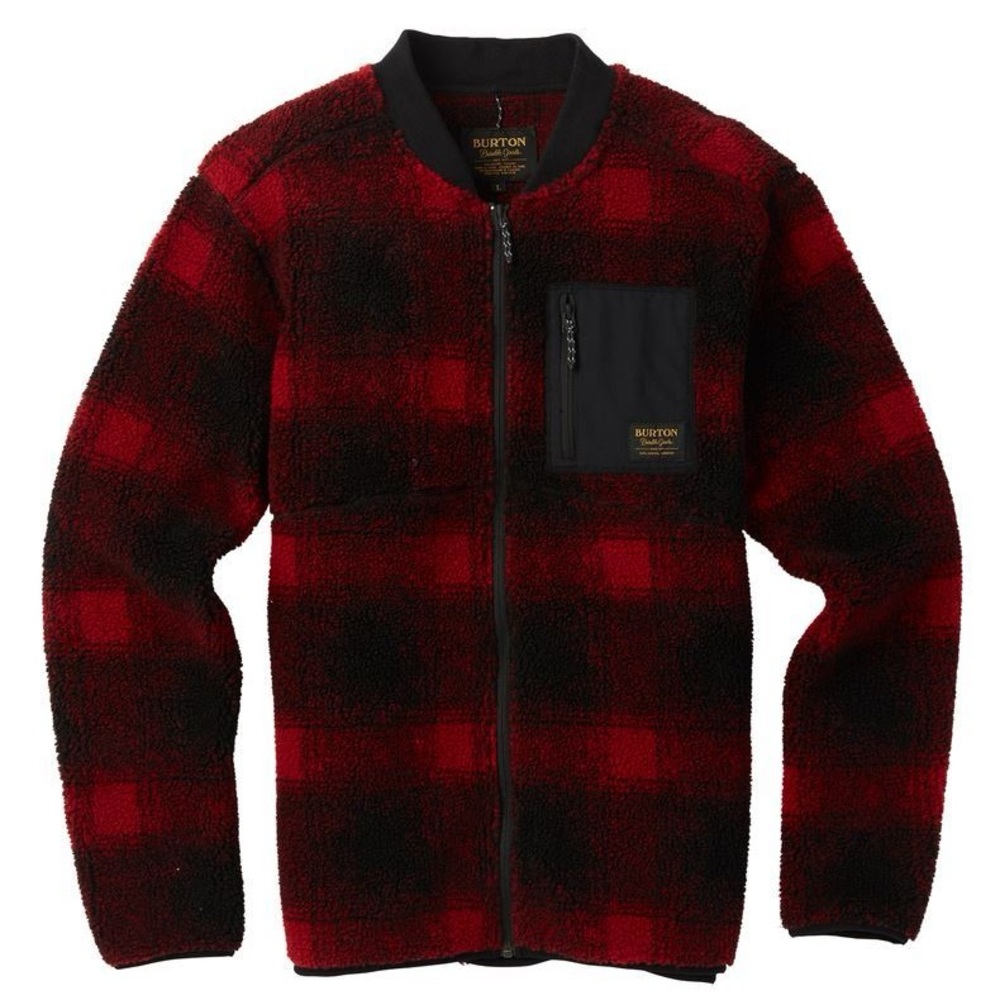 Burton Grove Sherpa Fleece Jacket Full Zip thick pile Buffalo check lumberjack
